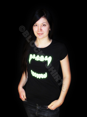 Glow in the dark vampire  teeth women's t-shirt