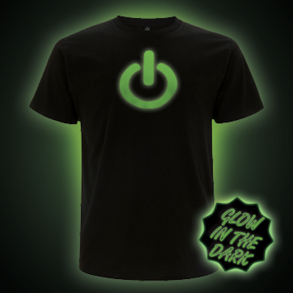 Glow in the dark power button t-shirt