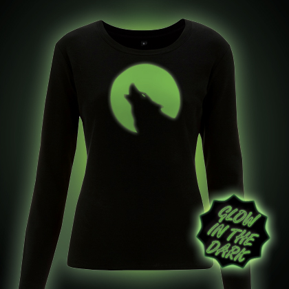 Glow in the dark Wolf in the Moonlight Long Sleeve T-Shirt