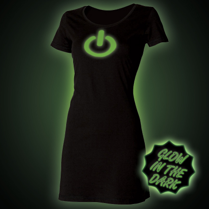 Glow in the dark Power Button T-Shirt Dress