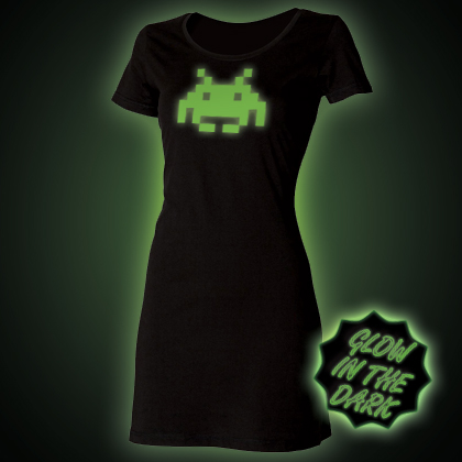 Glow in the Dark Space Invaders T-shirt Dress