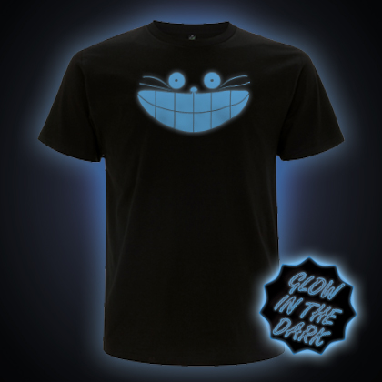 Blue Glow in the Dark Smiling Cat T-Shirt 