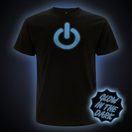 Blue Glow in the Dark Power Button T-Shirt