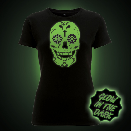 Glow in the dark Sugar Skull women's t-shirt 