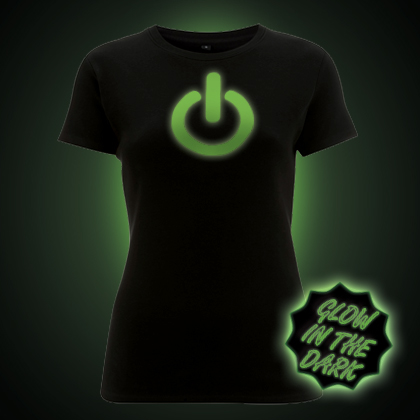 Glow in the dark Power Button women's t-shirt