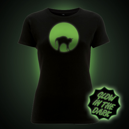 Glow in the dark Cat in Moonlight women's t-shirt