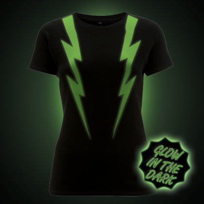 Glow in the dark lightning strikes women's t-shirt