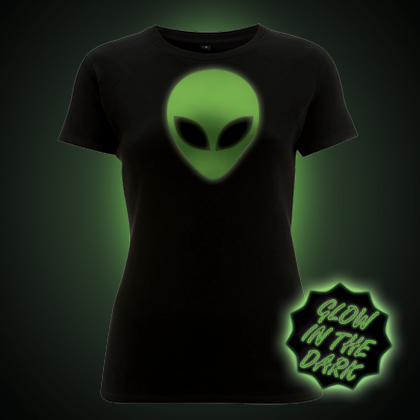 Glow in the dark Alien Head women's t-shirt